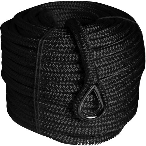 1852 ankarlina flätad svart polyester med RF kaus 12 mm 40 mm