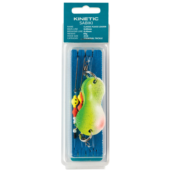 Kinetic Sabiki Plaice Leader/Spoon 40g Vit/Grön