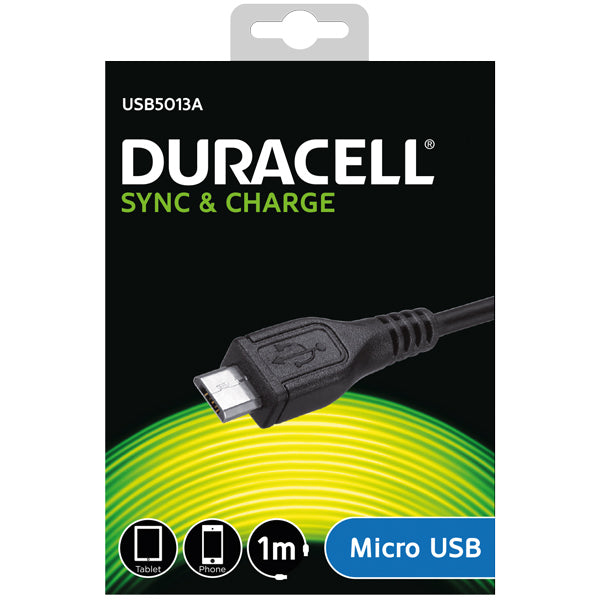 Duracell USB till Mikro-USB-kabel, 1m (svart)