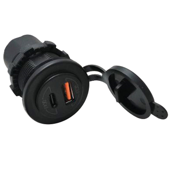 1852 USB-uttag IP65 12/24 V USB TYPE 1 och USB C med 1 m kabel